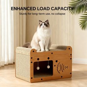 56cm Bubble Fish Shape Cat Scratcher Sofa, With 2 Teaser Balls, Wood -Corrugated Scratcher, Cat Claw Care - Resting Toy (Option: Yellow)